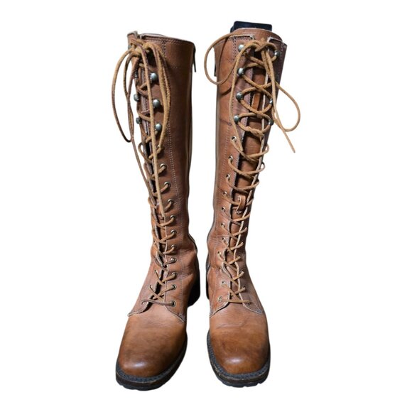 Ladies Vintage Frye Leather Lace-Up Riding Boots - Picture 2 of 9